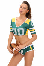 Fantasy Football Costume Sexy.Halloween Costumes For Party Short Sleeve Two Piece Crop Top And Shorts Set Suit SM6