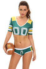 Fantasy Football Costume Sexy.Halloween Costumes For Party Short Sleeve Two Piece Crop Top And Shorts Set Suit SM6