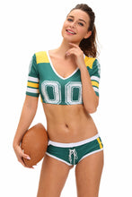 Fantasy Football Costume Sexy.Halloween Costumes For Party Short Sleeve Two Piece Crop Top And Shorts Set Suit SM6