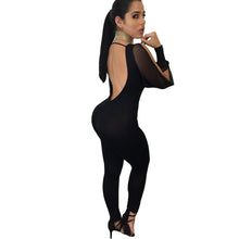 Hollow Out Sexy Black Bodycon Jumpsuit Backless Mesh Long Sleeve Jumpsuit Long Pants Elegant Jumpsuit For Wo SM6