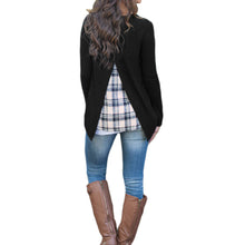 Kpop Women Faux Two-Piece T Shirt Plaid V Cutout Splicing Round Neck Tee Shirts Long Sleeve Top Black Ropa Mujer SM6