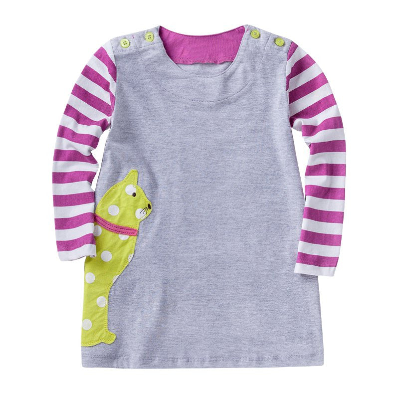 Fashion New Kids Girl Dresses Casual Cartoon Print Dress Girls Clothes SM6