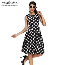 Polka Dot Dress Cute Black Skater Dress Casual Sleeveless Knee Length Short Party Dresses Sundress SM6