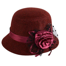 2016 Fashion Women Beach Retro Flower Felt Bowler Solid Color Fedora Hat Bowler Caps #3546 SM6
