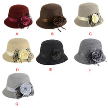 2016 Fashion Women Beach Retro Flower Felt Bowler Solid Color Fedora Hat Bowler Caps #3546 SM6