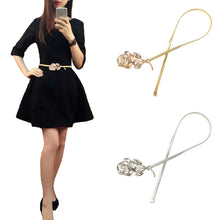 Women Belts Flower Clasp Front Stretch Elastic Belt Slim Skinny Waist Strap Ceinture GoldSilver SM6