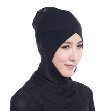 Women Lace Muslim Hijab Solid Stretch Net Cross Modal Trim Islamic Turban Head Cover Islam Wrap Hijab Caps SM6