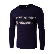 Floral T Shirts Hombre Camisa Masculina Menswear Men's Casual Slim Fit Long Sleeved O Neck T Shirts Hombre SM6
