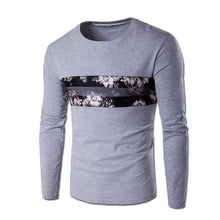 Floral T Shirts Hombre Camisa Masculina Menswear Men's Casual Slim Fit Long Sleeved O Neck T Shirts Hombre SM6
