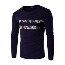 Floral T Shirts Hombre Camisa Masculina Menswear Men's Casual Slim Fit Long Sleeved O Neck T Shirts Hombre SM6