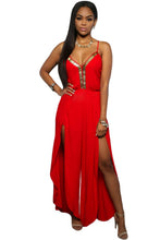 Formal Wide Leg Slit Jumpsuit  Sexy Club Party Jumpsuit Sleeveless White Rompers  Jumpsuit Long Pants SM6