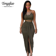 Front Split Suede 2 Piece Set Two Piece Outfits Sleeveless Asymmetrical  Maxi Dress Long Bodycon Bandage Dress SM6