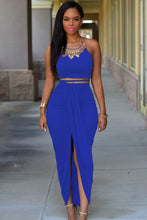 Front Split Suede 2 Piece Set Two Piece Outfits Sleeveless Asymmetrical  Maxi Dress Long Bodycon Bandage Dress SM6