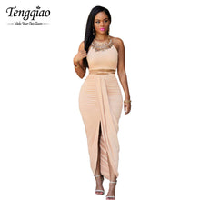 Front Split Suede 2 Piece Set Two Piece Outfits Sleeveless Asymmetrical  Maxi Dress Long Bodycon Bandage Dress SM6