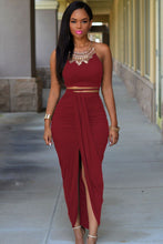 Front Split Suede 2 Piece Set Two Piece Outfits Sleeveless Asymmetrical  Maxi Dress Long Bodycon Bandage Dress SM6