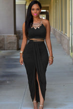 Front Split Suede 2 Piece Set Two Piece Outfits Sleeveless Asymmetrical  Maxi Dress Long Bodycon Bandage Dress SM6