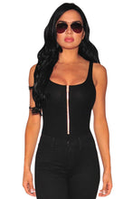 Front-Zip Knitted Spandex Black Bodysuit For Sleeveless All-Match Rompers  Jumpsuit Backless Sexy Bodysuit SM6
