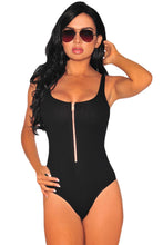 Front-Zip Knitted Spandex Black Bodysuit For Sleeveless All-Match Rompers  Jumpsuit Backless Sexy Bodysuit SM6