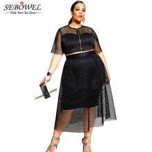 Good Stretch Mesh Stitching BlackBluePurpleRed Two-Piece Plus Size Dress XL XXL XXXL Vestido Plus Size Festa Longo 63003 SM6