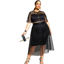 Good Stretch Mesh Stitching BlackBluePurpleRed Two-Piece Plus Size Dress XL XXL XXXL Vestido Plus Size Festa Longo 63003 SM6