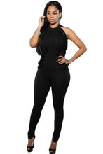 Good Stretch Tassel Black Jumpsuits For Long Pants Sleeveless Casual Long Party Jumpsuits Romper Full Bodysuits SM6