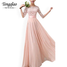 Half Long Sleeve White Chiffon Lace Stitching Long Dress Floor-Length Pleated Lace Gowns Dresses 6 Colors KF274 SM6