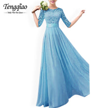 Half Long Sleeve White Chiffon Lace Stitching Long Dress Floor-Length Pleated Lace Gowns Dresses 6 Colors KF274 SM6