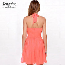 Halfter Mini  Dress Pleated Sexy Party Dress Short Pink Sleeveless Off The Shoulder Ladies Casual Dress XS-XXL SM6