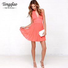 Halfter Mini  Dress Pleated Sexy Party Dress Short Pink Sleeveless Off The Shoulder Ladies Casual Dress XS-XXL SM6
