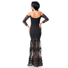 Evening Long Sleeve Party Dresses Strapless Gown Floor Length Dress Black Long Pleated Lace Stitching Dress SM6