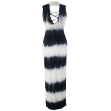 Hollow Out Long Tie Dye Print Dress Turtleneck Maxi Dress Long Off Shoulder  Beach Dress SM6