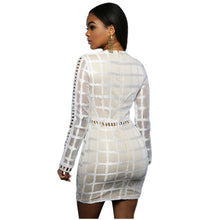 Hollow Out Design Deep v Neck Long Sleeve Dress Bodycon Black Lace Sexy Dress Party Night Club Wear Mini Dress SM6