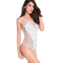 Bodysuit Women Jumpsuit Sexy Rompers Floral Embroidered Sheer Mesh Overalls Bodysuit Sexy Playsuit Plus Size SM6