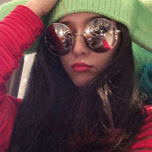 Oversized Round Sunglasses Women Mirrored Lens Metal Frame Eyewear Sun Glasses Brand Designer Oculos Feminino SM6