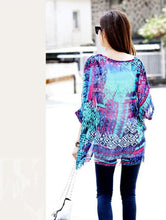 2016 Hot Sale Women Bohemian National Wind Shirt&Blouse Summer Batwing Sleeve Chiffon Shirt Tops Casual Geometric Print Blouse SM6