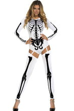 Hu Skeleton Skull Print Carnival sexy halloween costumes for party Adult scary long sleeve bodycon jumpsuit SM6