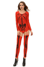 Hu Skeleton Skull Print Carnival sexy halloween costumes for party Adult scary long sleeve bodycon jumpsuit SM6