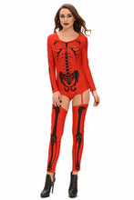 Hu Skeleton Skull Print Carnival sexy halloween costumes for party Adult scary long sleeve bodycon jumpsuit SM6