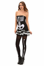 Hu Skeleton Skull Print Scary Sexy Halloween Costumes For Party Adult Strapless Tutu Dress Costumi Carnevale SM6
