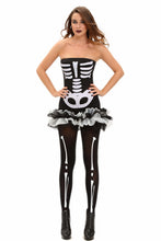 Hu Skeleton Skull Print Scary Sexy Halloween Costumes For Party Adult Strapless Tutu Dress Costumi Carnevale SM6