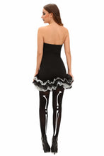 Hu Skeleton Skull Print Scary Sexy Halloween Costumes For Party Adult Strapless Tutu Dress Costumi Carnevale SM6