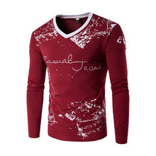 Large Size T Shirts Hombre Camisa Masculina Men's Casual Slim Fit Long Sleeved V Neck T Shirts Large Size SM6