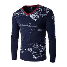 Large Size T Shirts Hombre Camisa Masculina Men's Casual Slim Fit Long Sleeved V Neck T Shirts Large Size SM6
