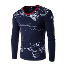 Large Size T Shirts Hombre Camisa Masculina Men's Casual Slim Fit Long Sleeved V Neck T Shirts Large Size SM6