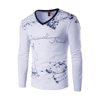 Large Size T Shirts Hombre Camisa Masculina Men's Casual Slim Fit Long Sleeved V Neck T Shirts Large Size SM6