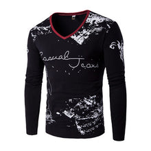 Large Size T Shirts Hombre Camisa Masculina Men's Casual Slim Fit Long Sleeved V Neck T Shirts Large Size SM6