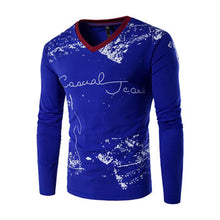 Large Size T Shirts Hombre Camisa Masculina Men's Casual Slim Fit Long Sleeved V Neck T Shirts Large Size SM6