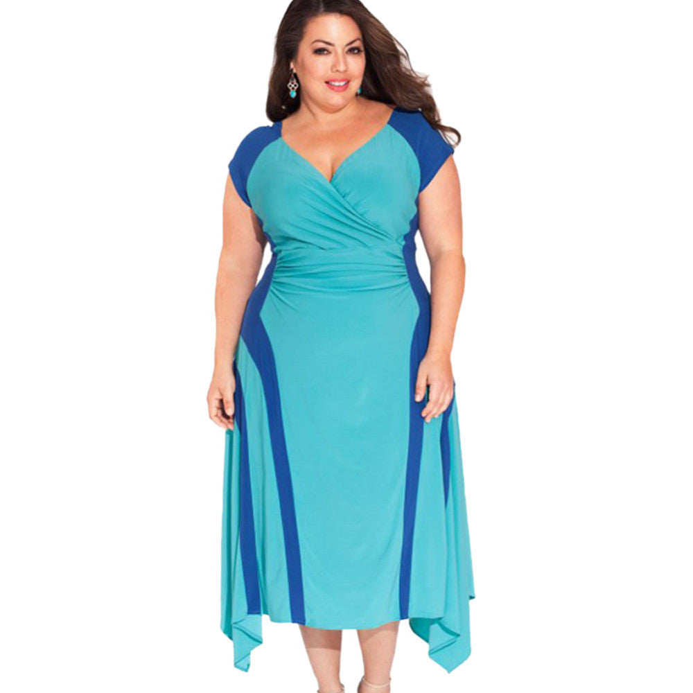 Larger Plus Size Women Sexy V Neck Bandage Body-con Long Maxi Casual Dress SM6