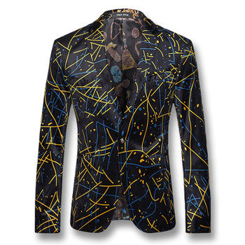 Long Sleeved Floral SM6azers Jackets Coats Dress Suits Men Casual Slim Fit Single Button Style Notched Lapel SM6azers SM6