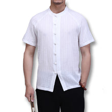 Men Chinese Style Short Sleeved Cotton Linen Shirts Men's Casual Slim Fit Shirt Camisa Hombre SM6